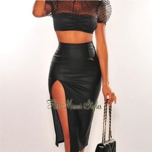 Black Leather Midi Skirt
